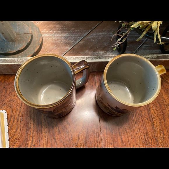 2x Vintage Boho Fall CERAMIC COFFEE MUGS - Picture 3 of 4